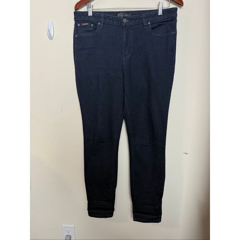prAna Dark Wash Sienna Mid Rise Jeans Women’s 14 Short High Rise Stretch Denim 2